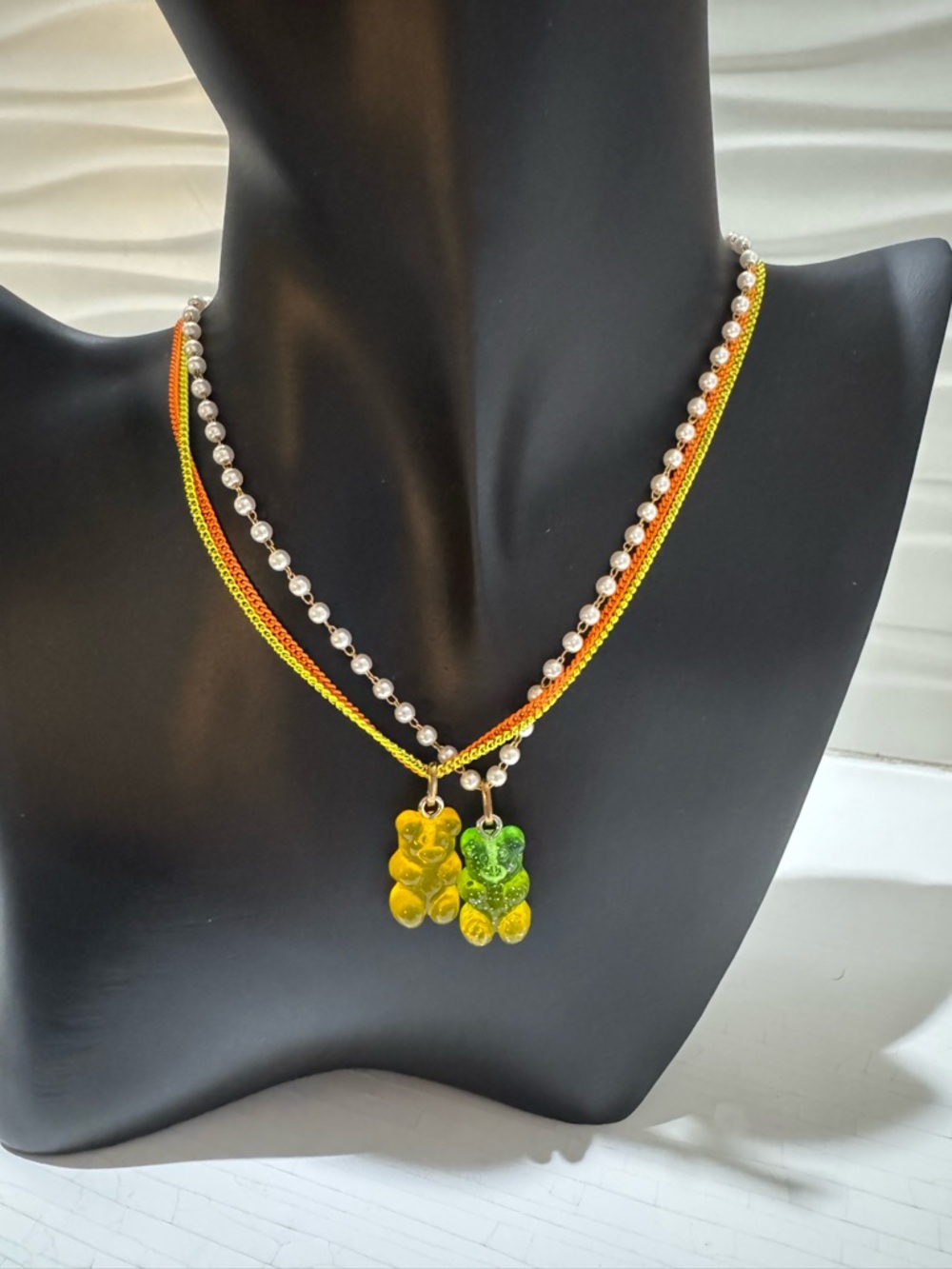 Yellow & Green Gummy Bear Pendant Necklace - Women Jewelry